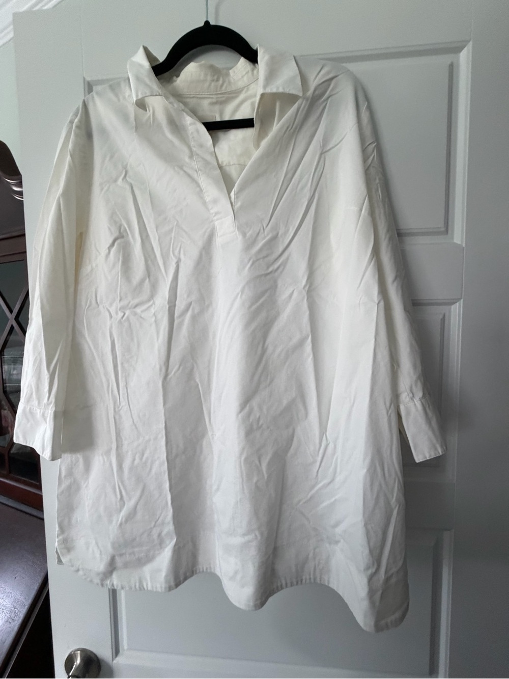 Chico's White Relaxed Collared Top Chico’s 2 popover style tunic length